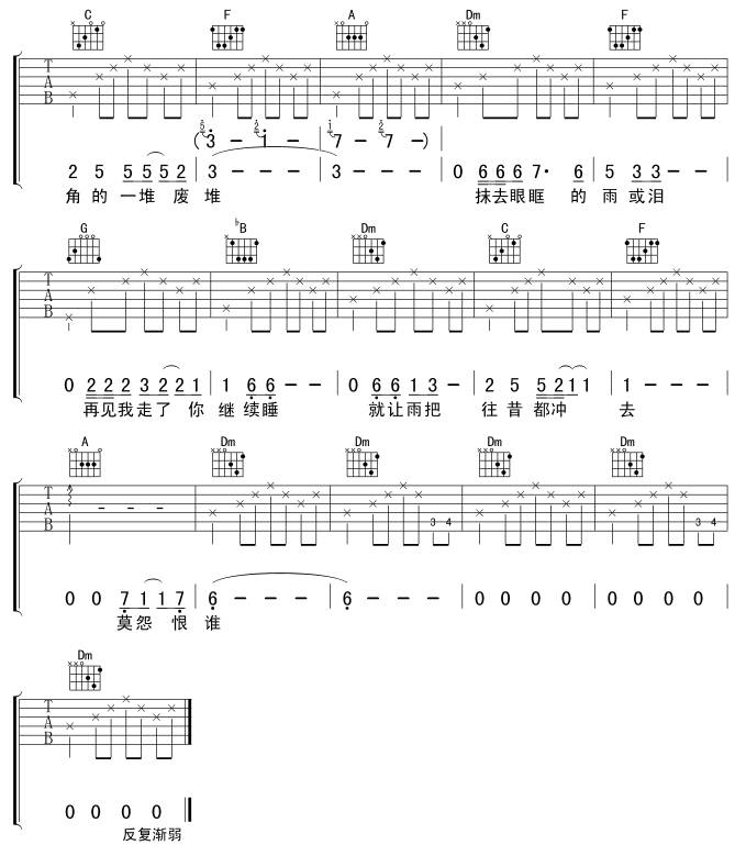 是雨是泪吉他谱 