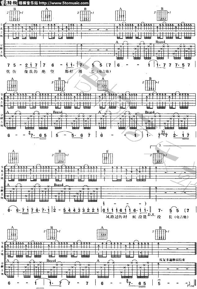 (我思念的城市)吉他谱 