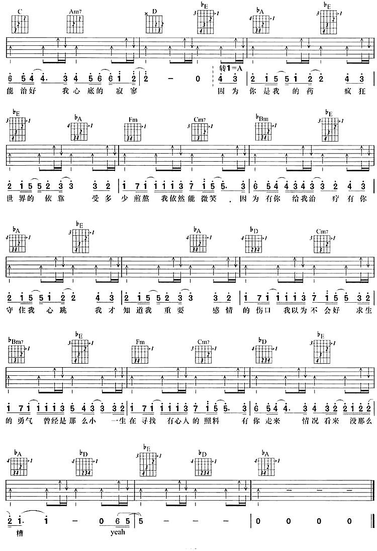 你是我的药吉他谱 