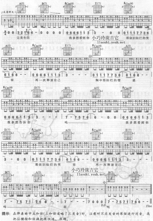 完美生活吉他谱 