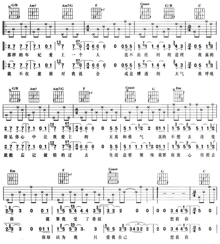 我的烦恼是你吉他谱