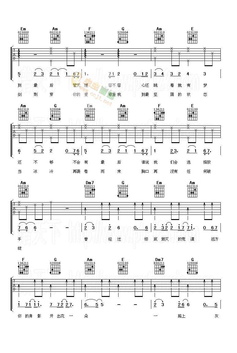 不死心还在吉他谱