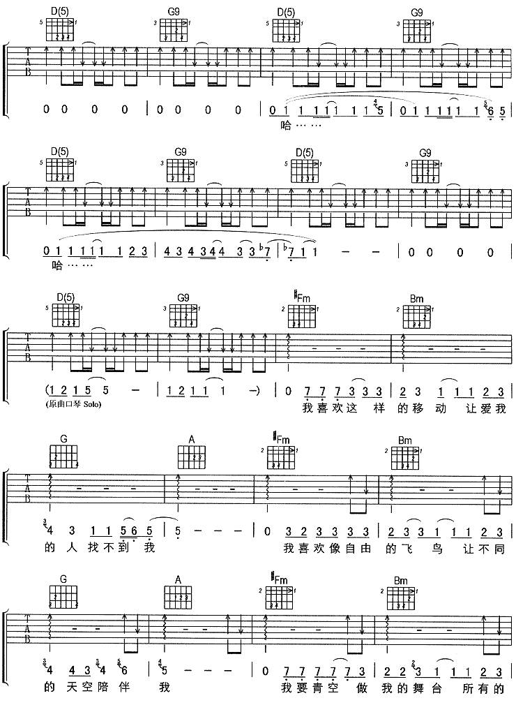 到处乱走吉他谱 