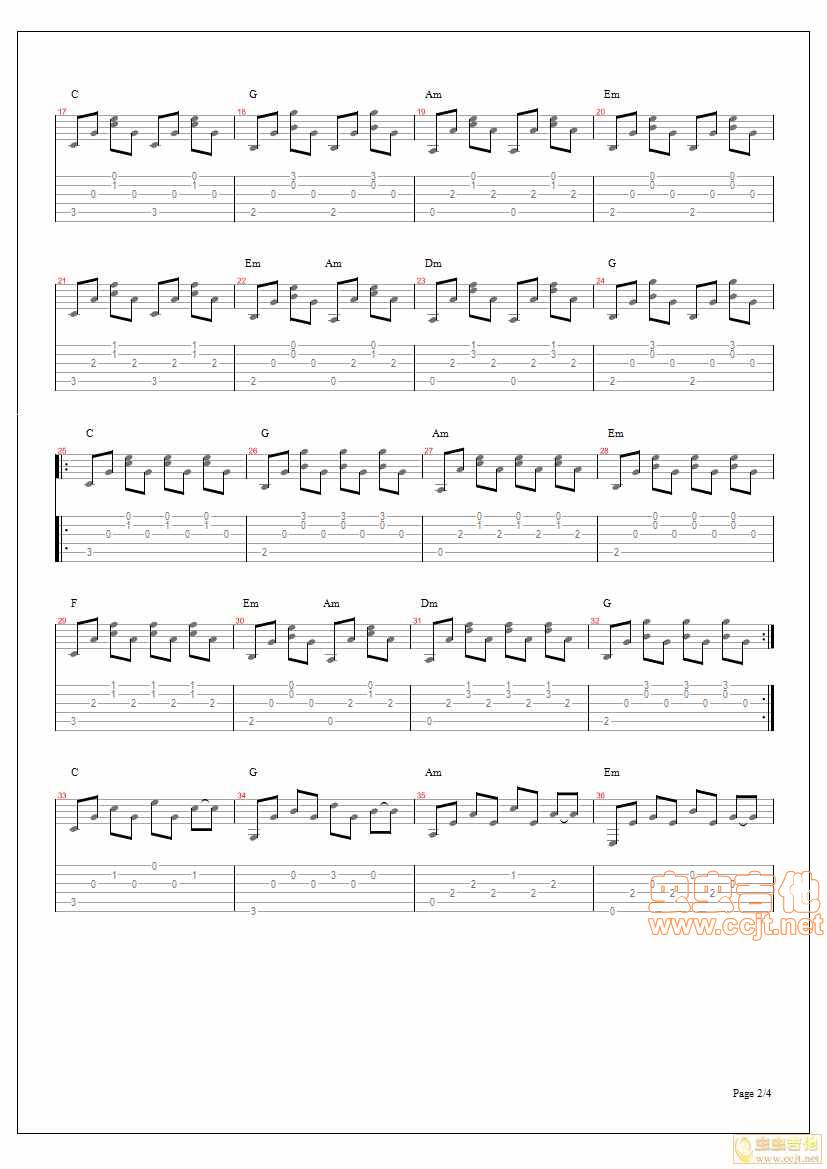 不知不觉吉他谱