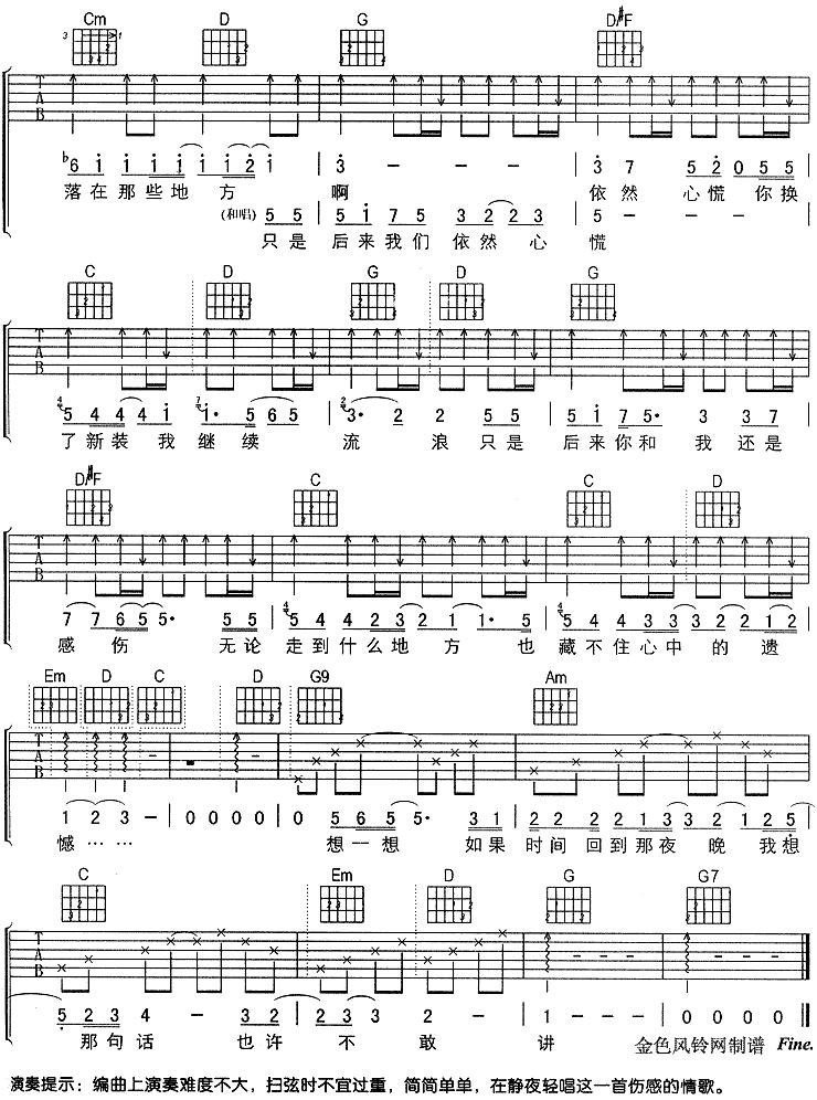 开始那句话吉他谱 