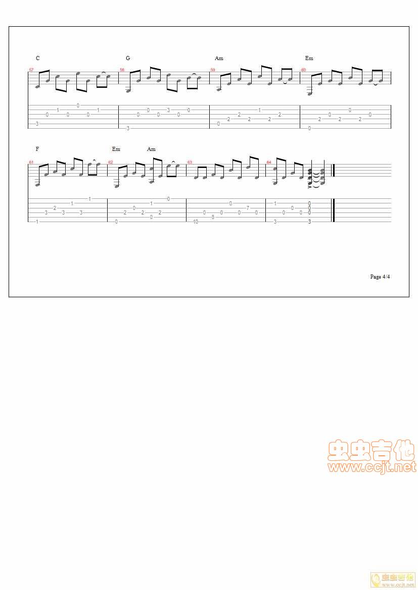 不知不觉吉他谱 