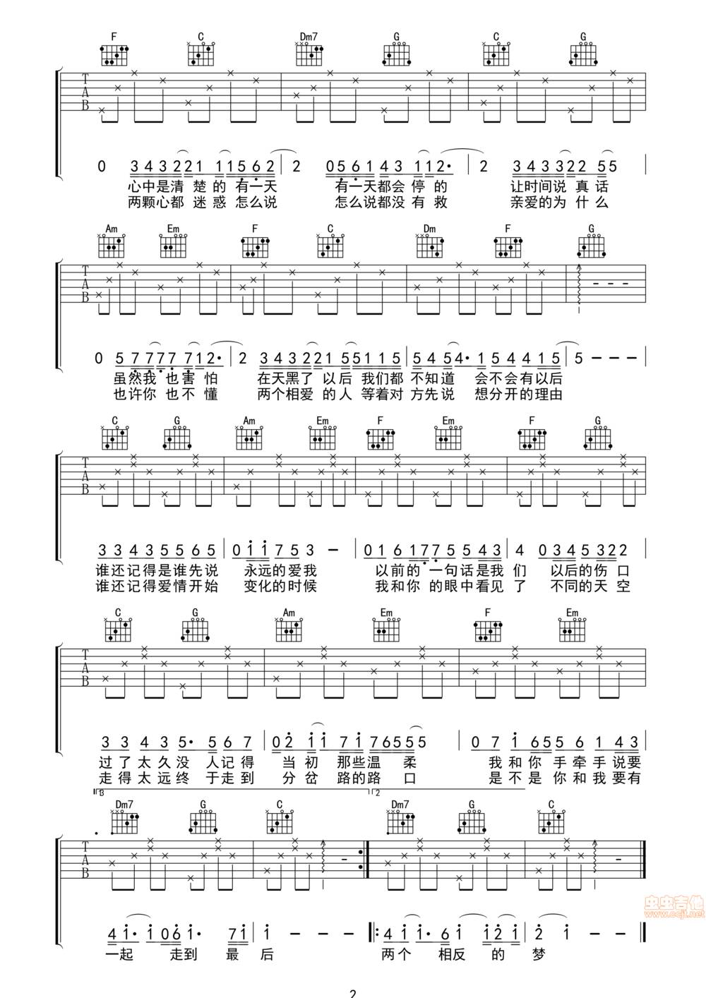 记得吉他谱 