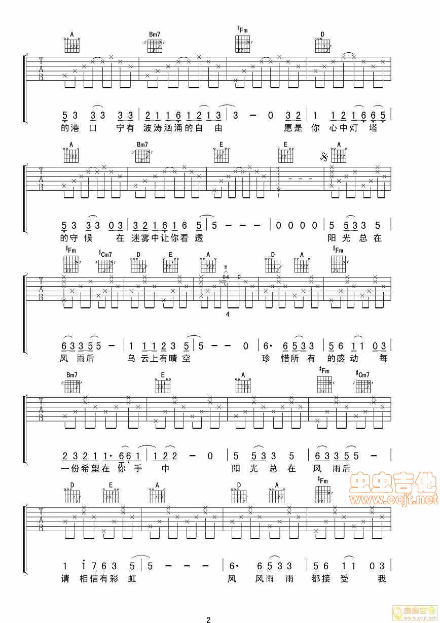 阳光总在风雨后吉他谱