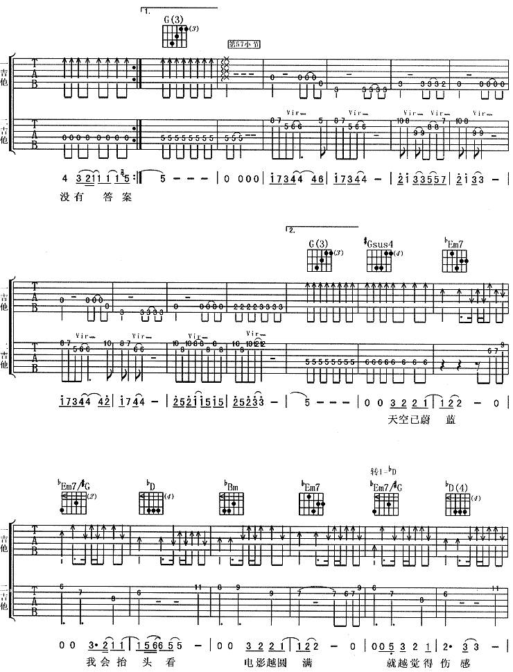 一辈子的孤单（粉红女郎主题歌）吉他谱 