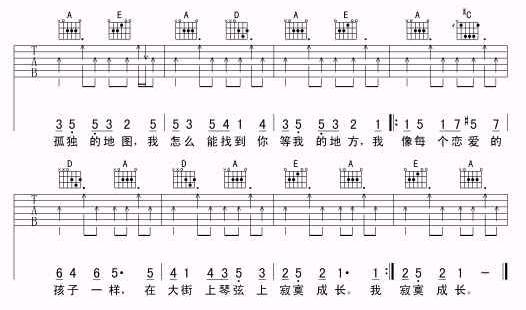 模范情书吉他谱 