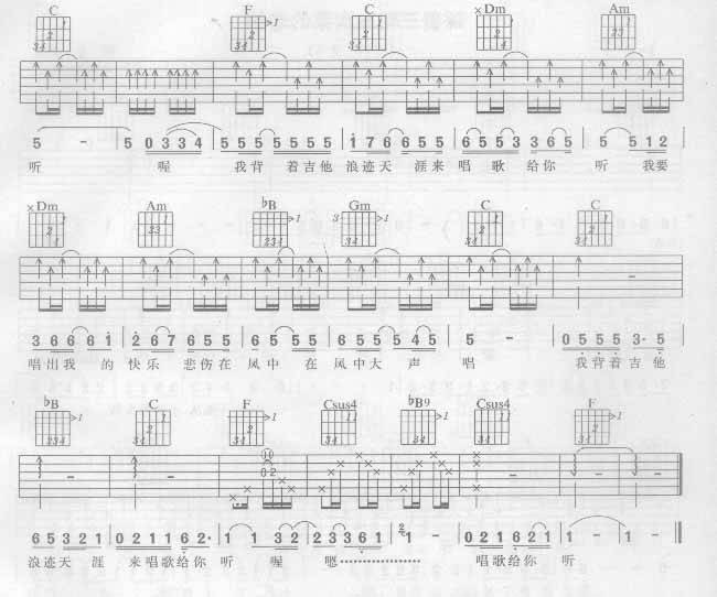 唱歌给你听吉他谱 