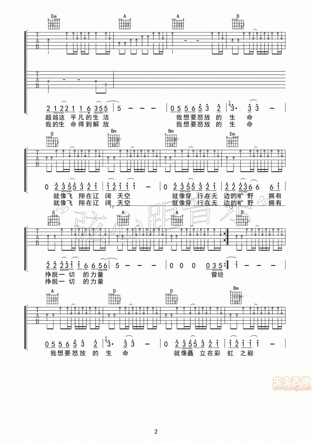 怒放的生命吉他谱