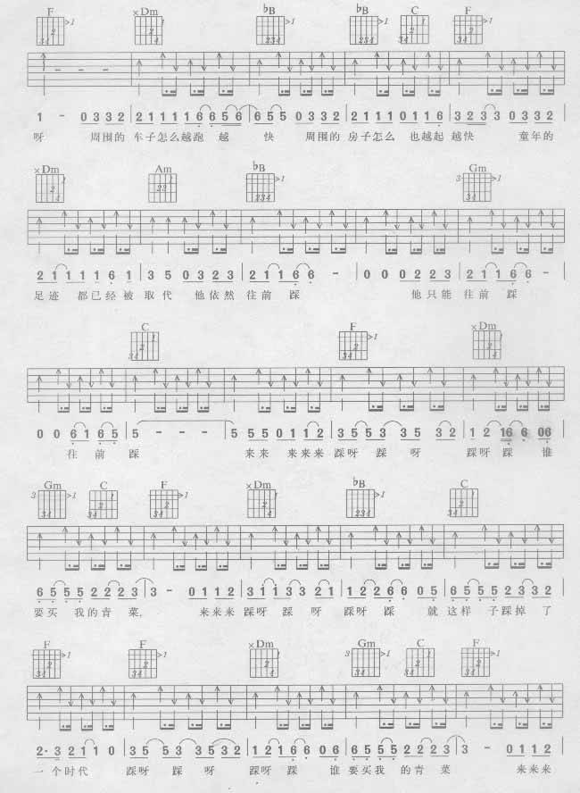 踩着三轮车卖菜老伯吉他谱