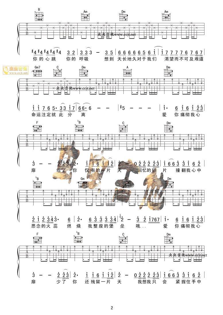 痛彻心扉吉他谱