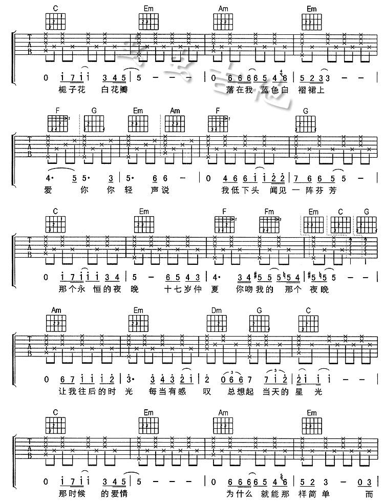 后来吉他谱