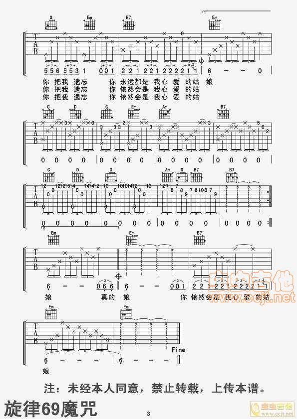 你是我心爱的姑娘吉他谱 