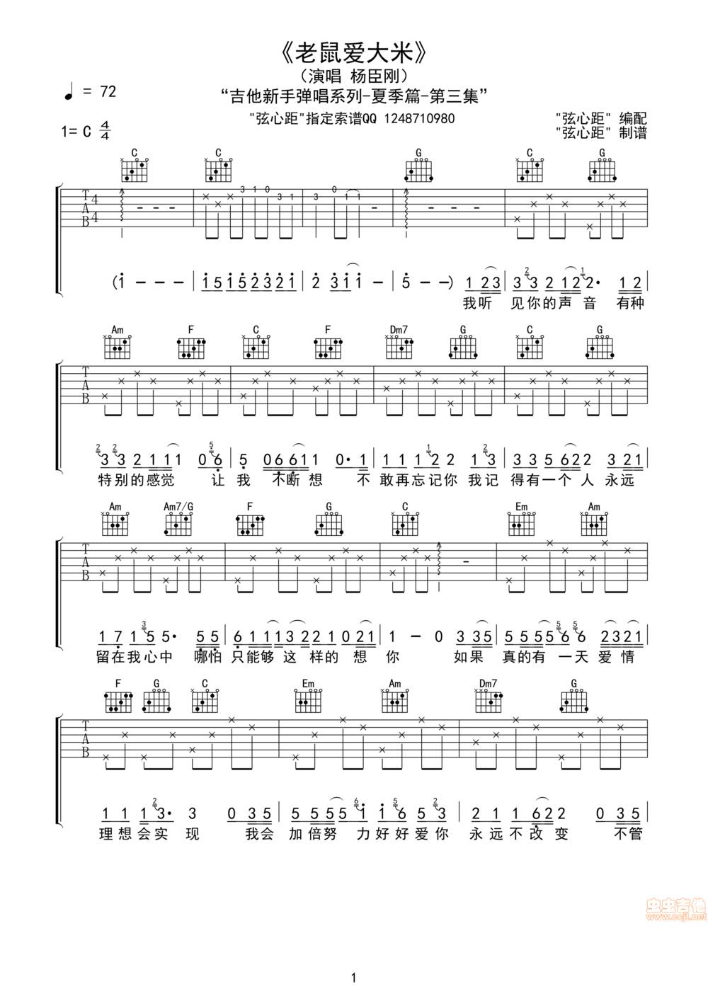老鼠爱大米吉他谱
