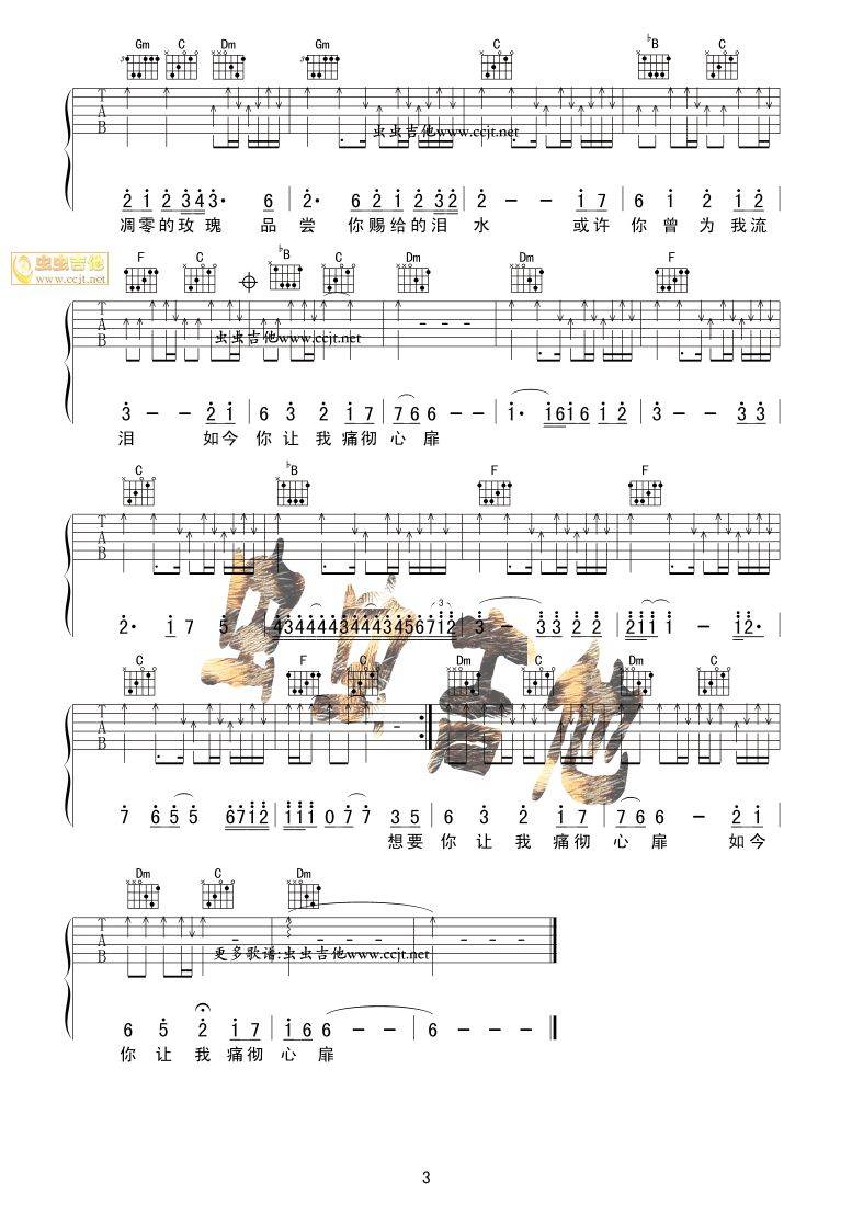 痛彻心扉吉他谱 