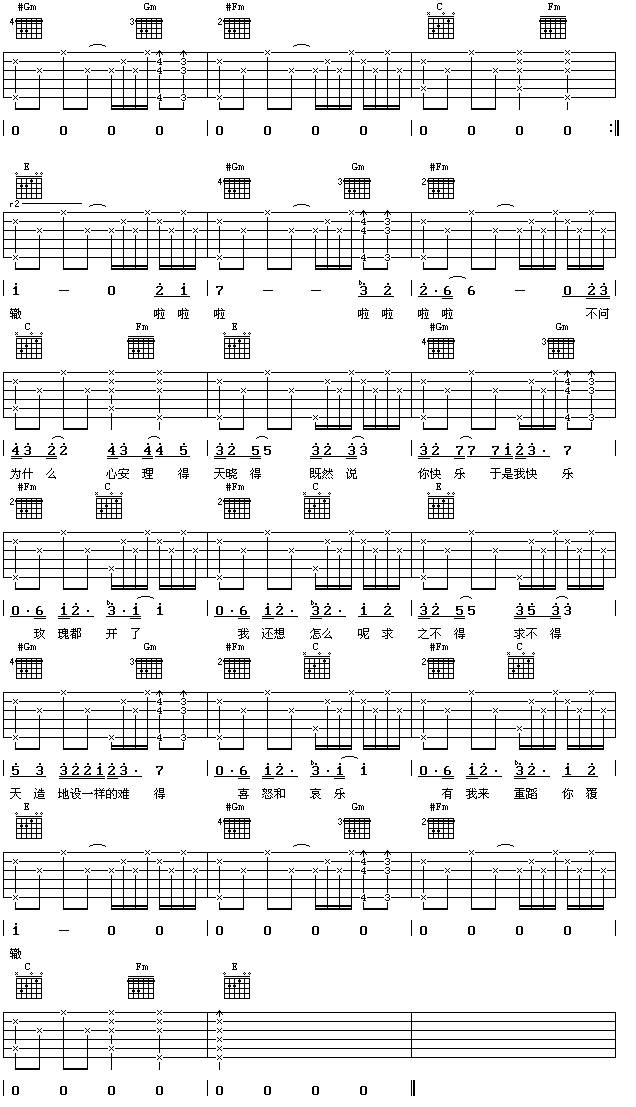 你快乐所以我快乐吉他谱 