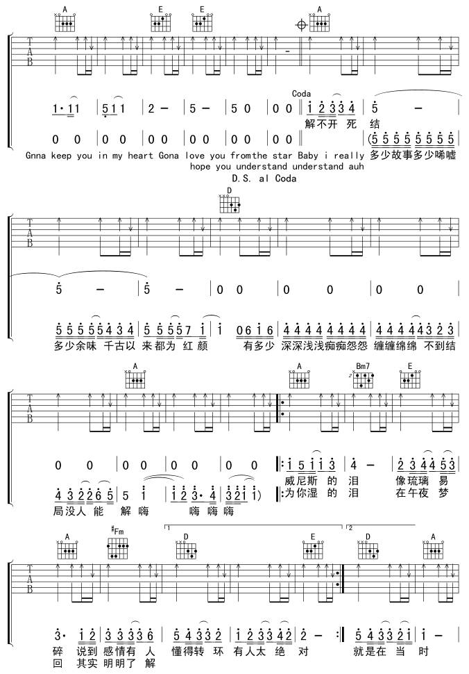 威尼斯的泪吉他谱