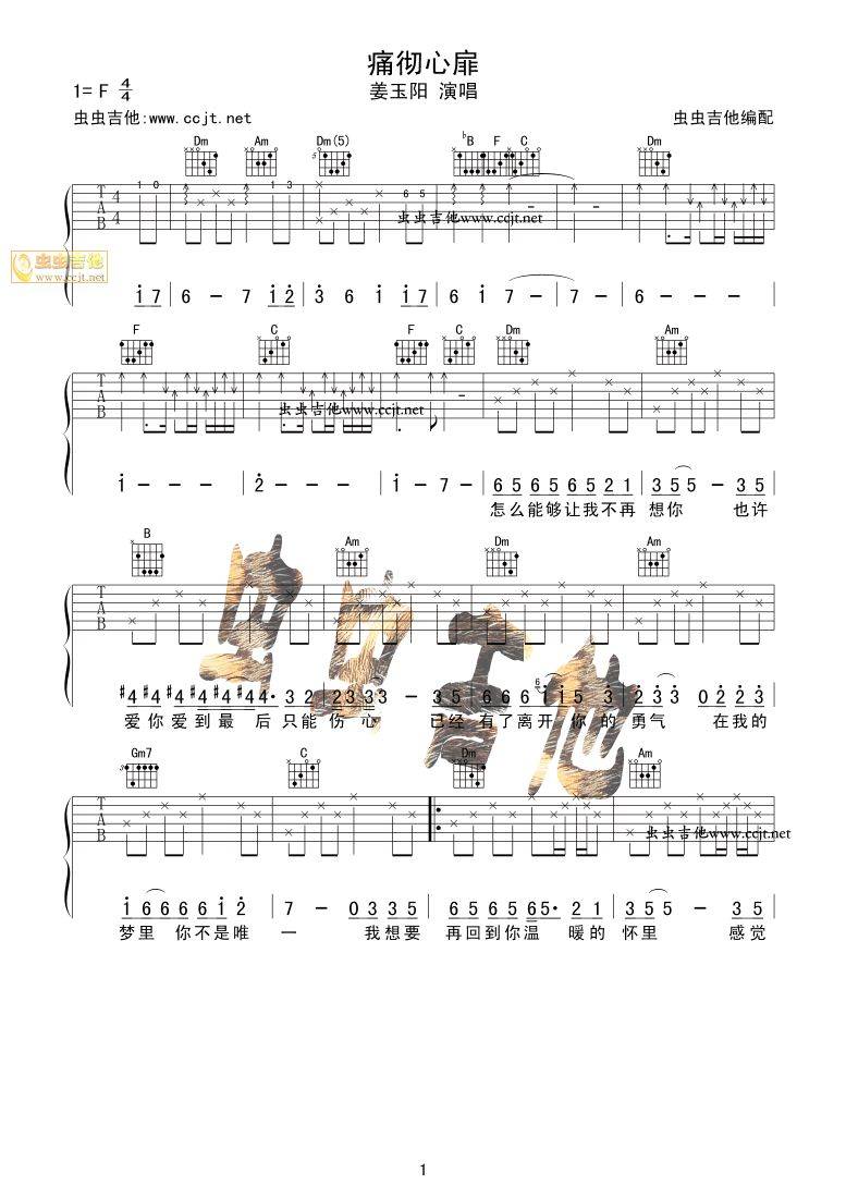 痛彻心扉吉他谱