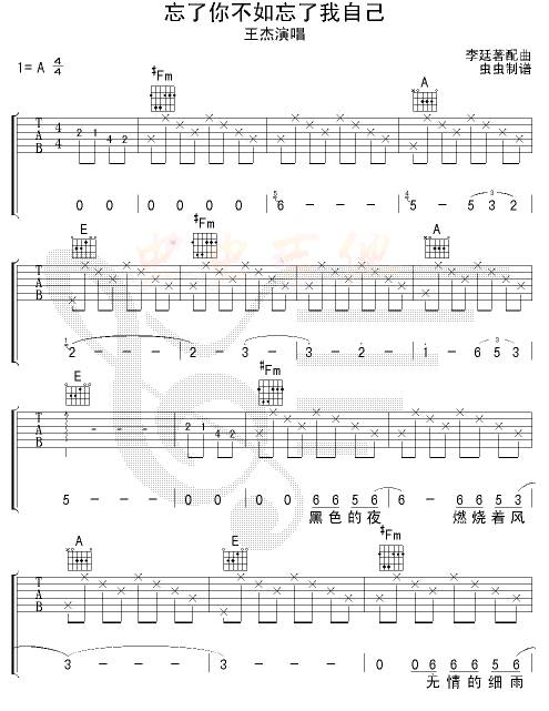 忘了你不如忘了自己吉他谱