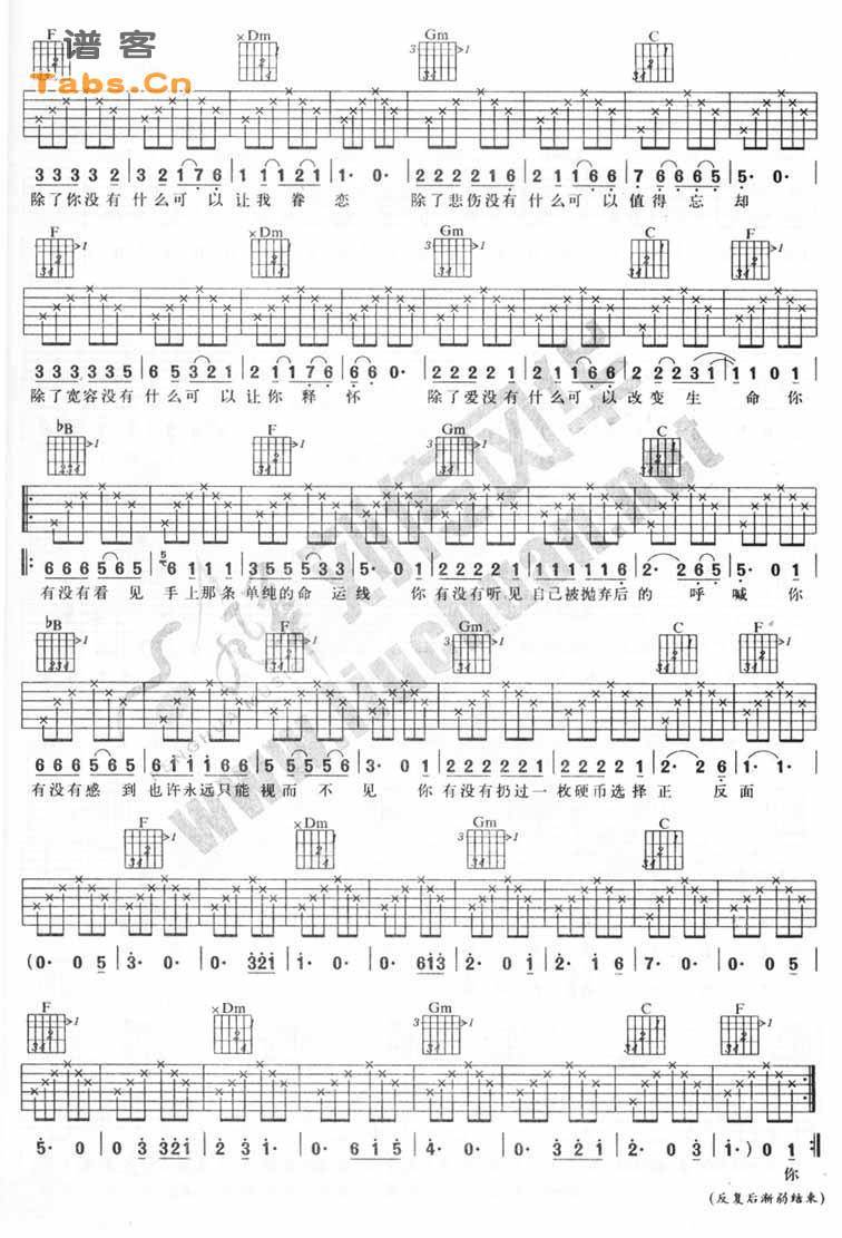 硬币 原创版	吉他谱 