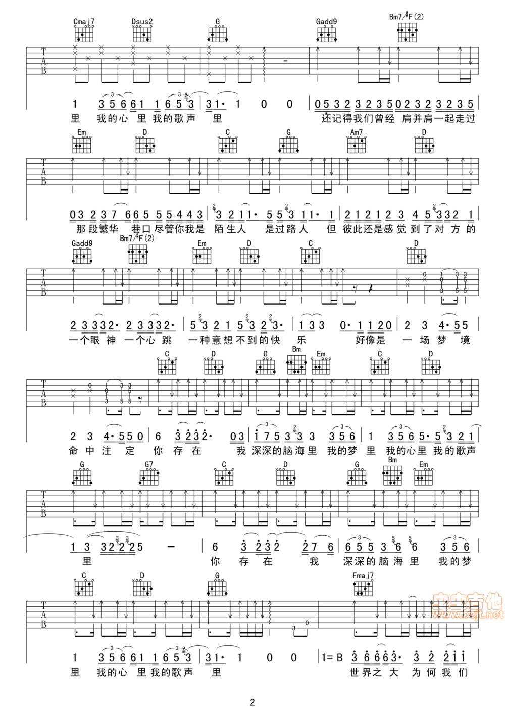 我的歌声里吉他谱