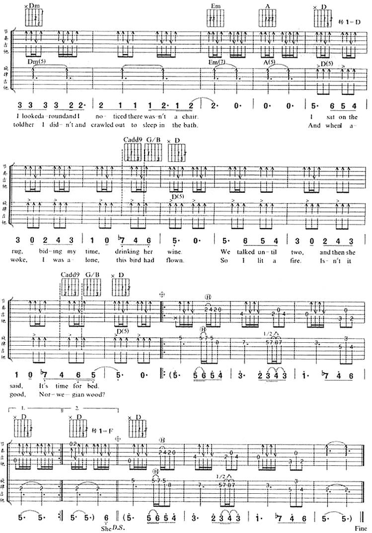 Norwegian Wood吉他谱 