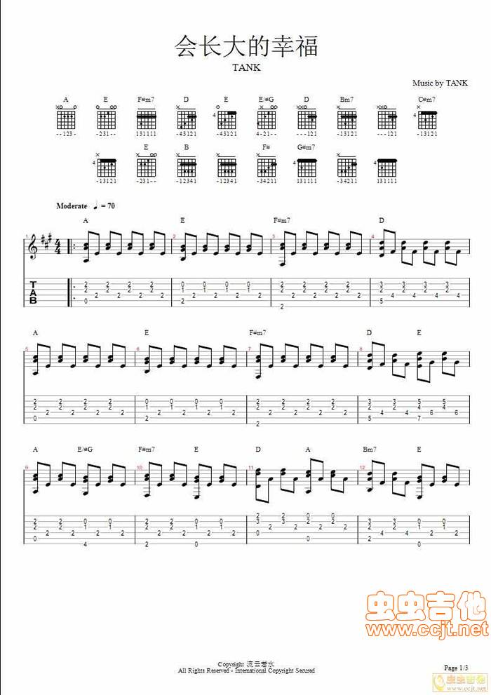 会长大的幸福吉他谱