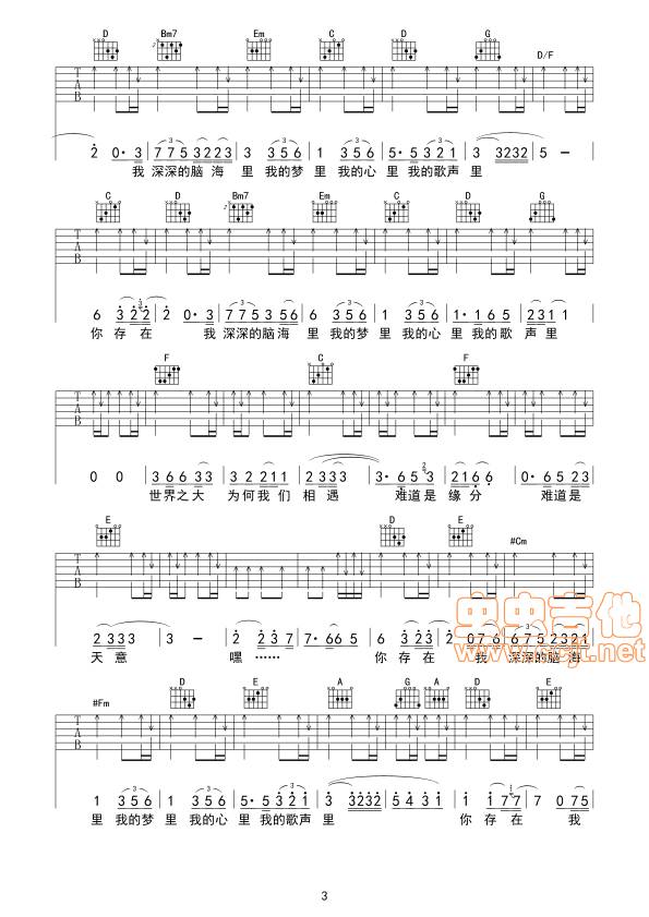 我的歌声里吉他谱