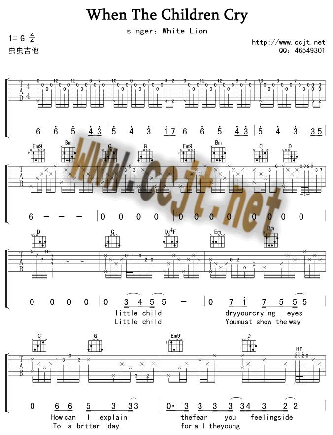 When the children cry吉他谱