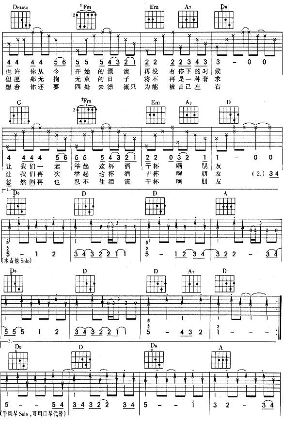 干杯朋友吉他谱