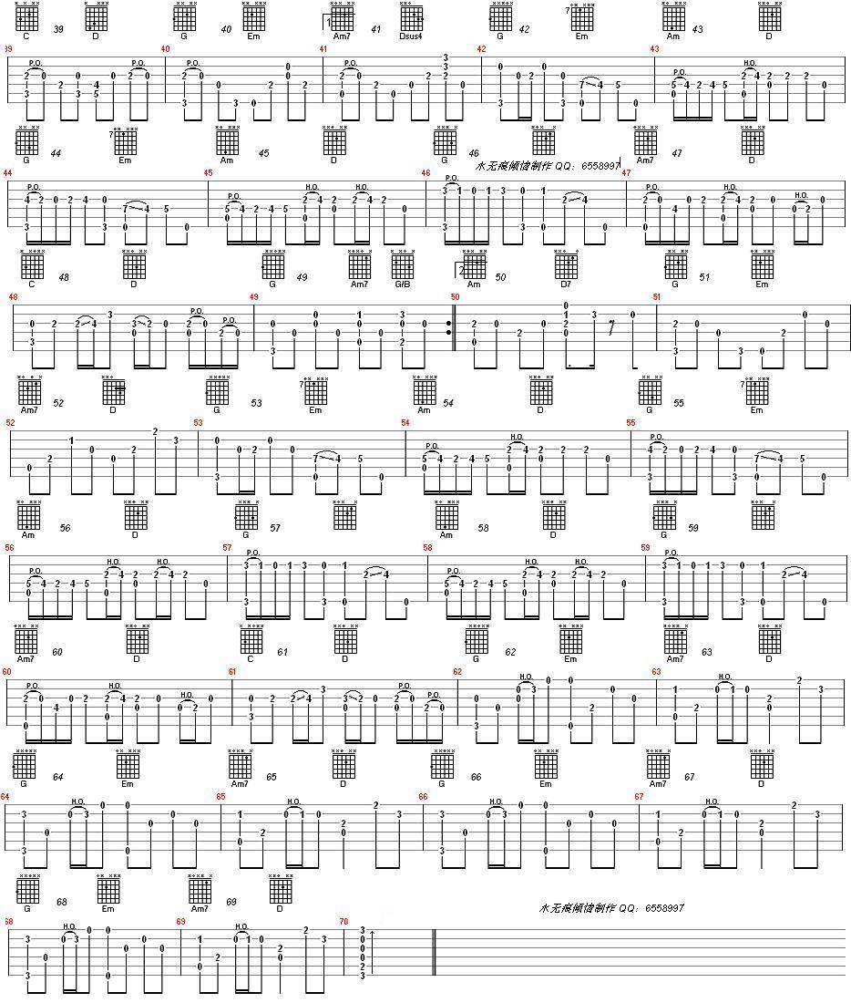 命中注定（指弹独奏完美自制图片谱）吉他谱 