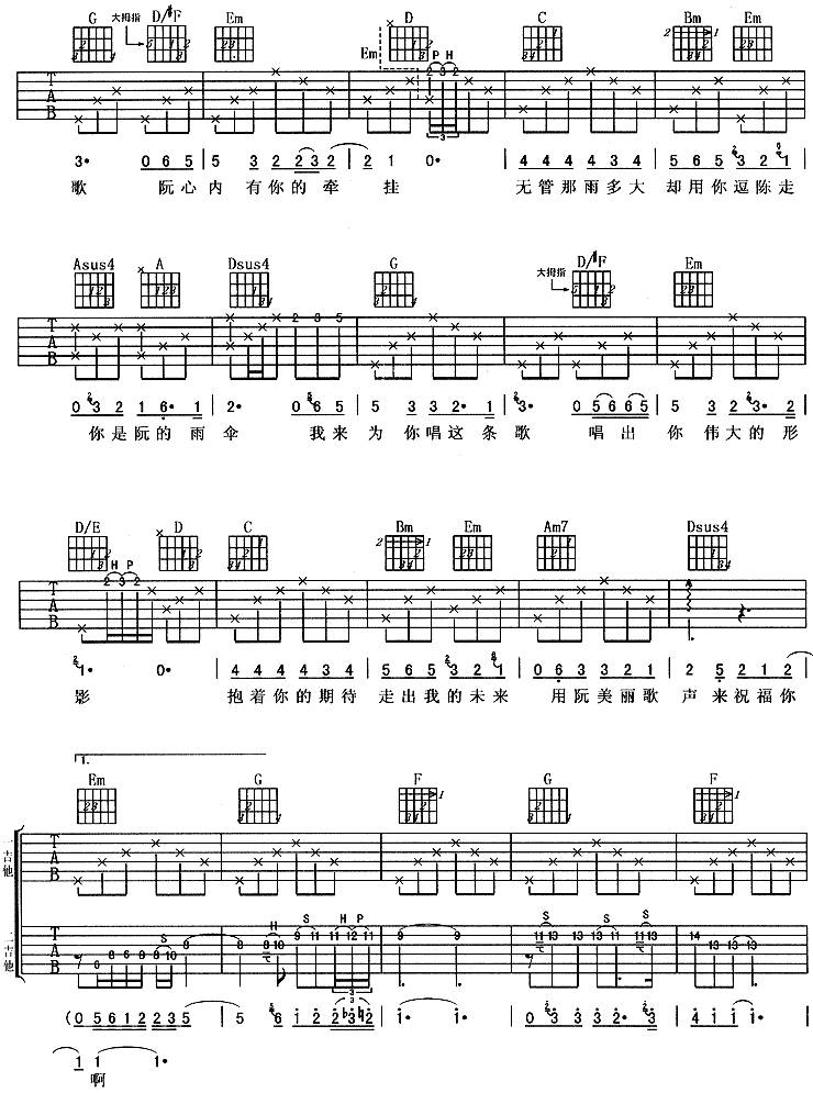 雨衣(阿杜)吉他谱