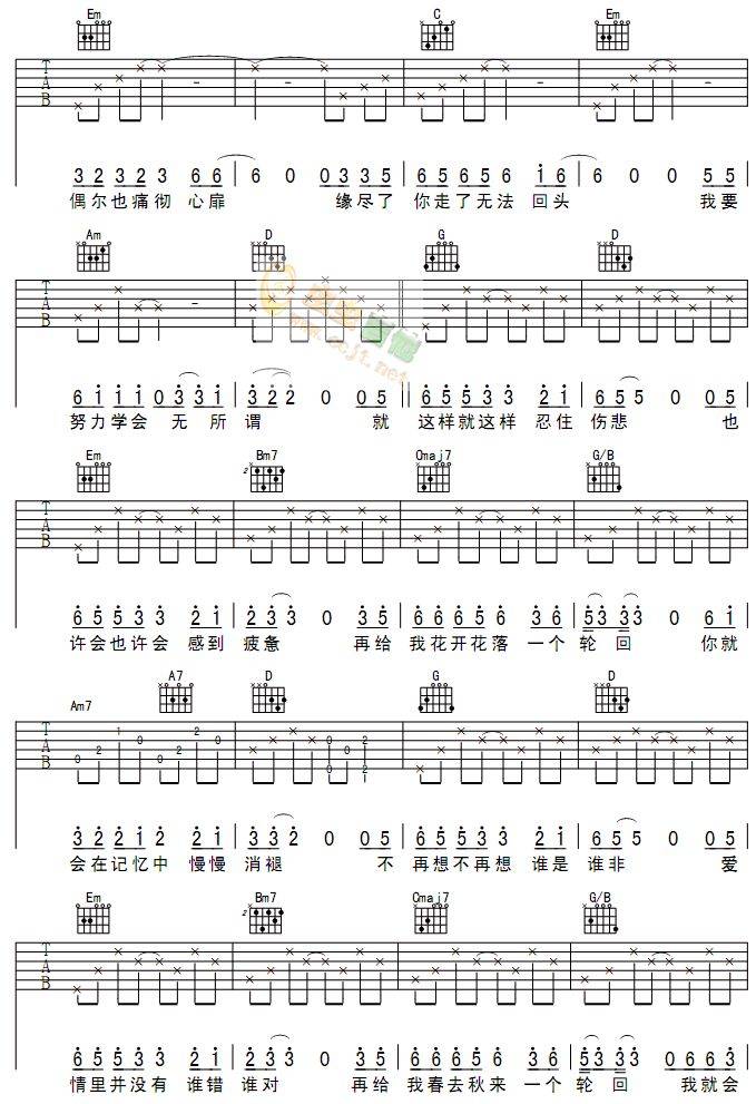爱情里没有谁对谁错吉他谱