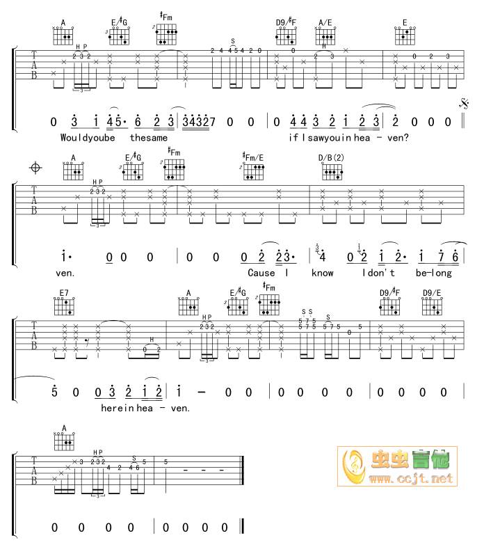 泪洒天堂吉他谱 