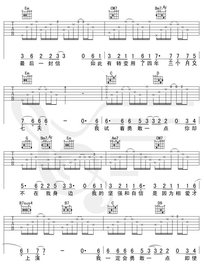 勇敢一点吉他谱
