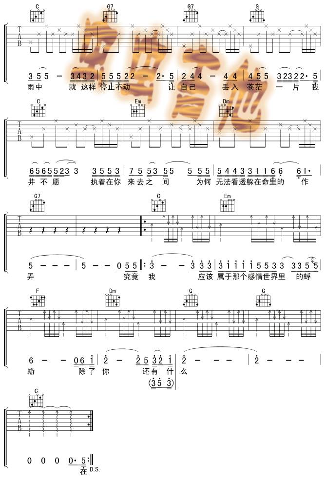 蜉蝣吉他谱 