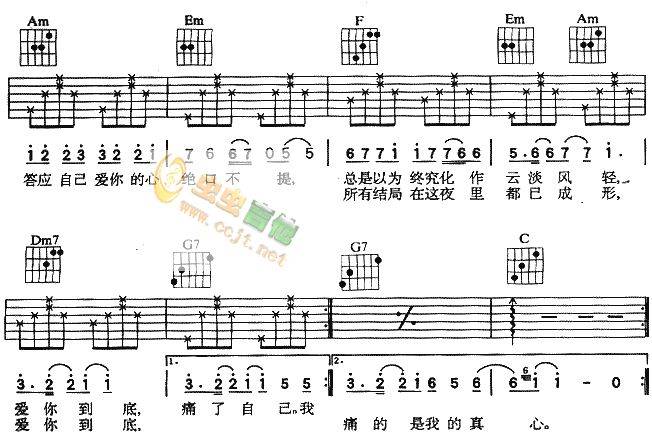 绝口不提爱你吉他谱 