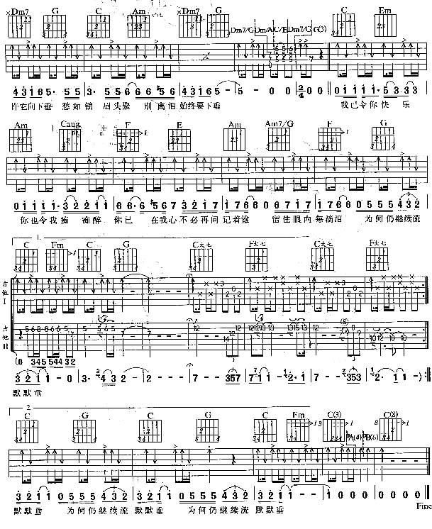 风继续吹吉他谱 