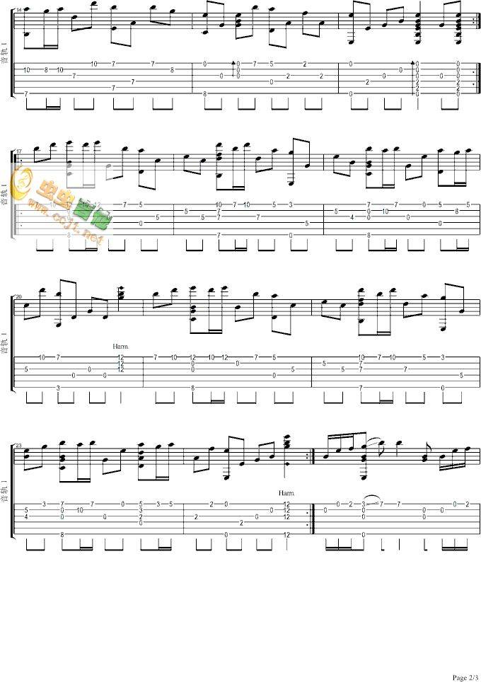 天使的翅膀指弹吉他谱