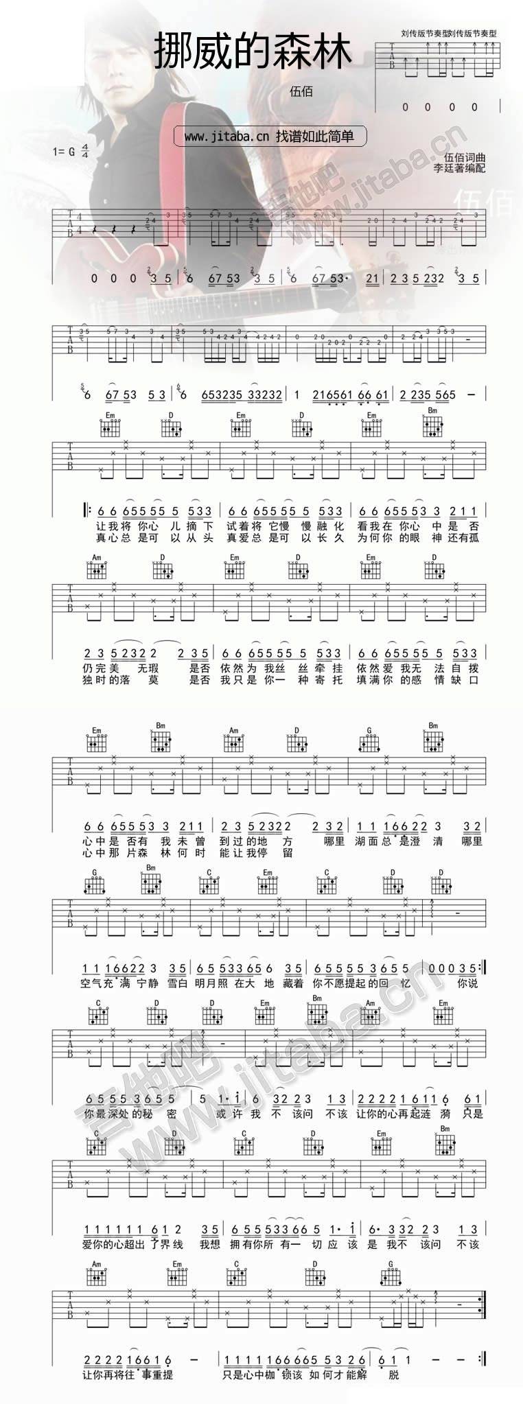 挪威森林 高清版吉他谱 