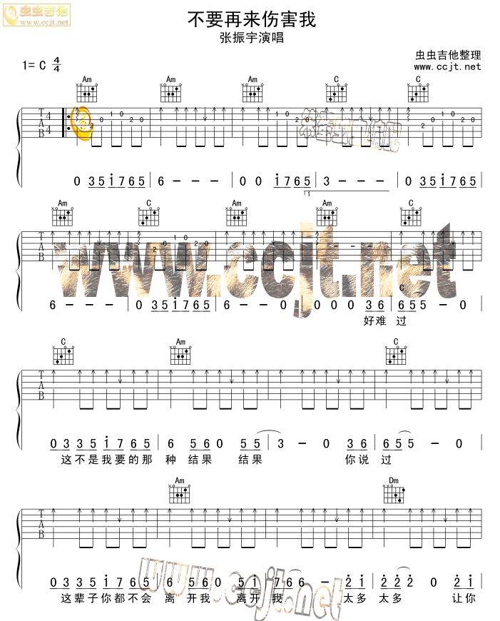 不要再来伤害我吉他谱
