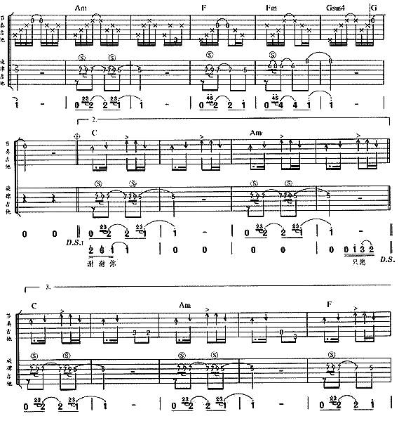 那个傻瓜爱过你吉他谱 