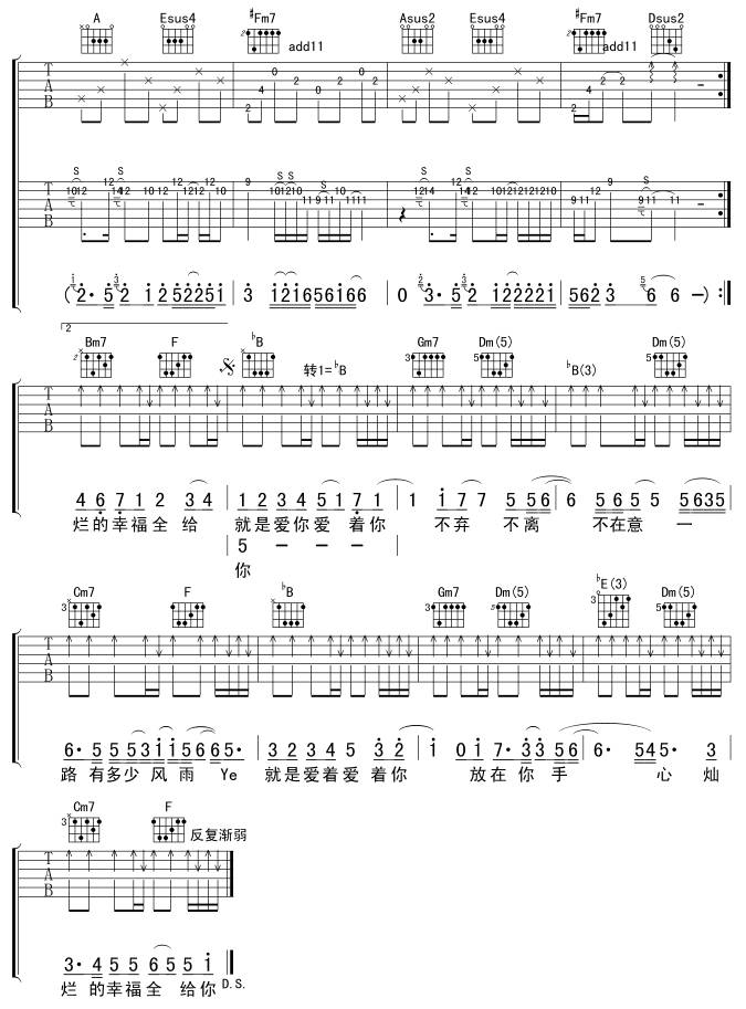 就是爱你吉他谱 