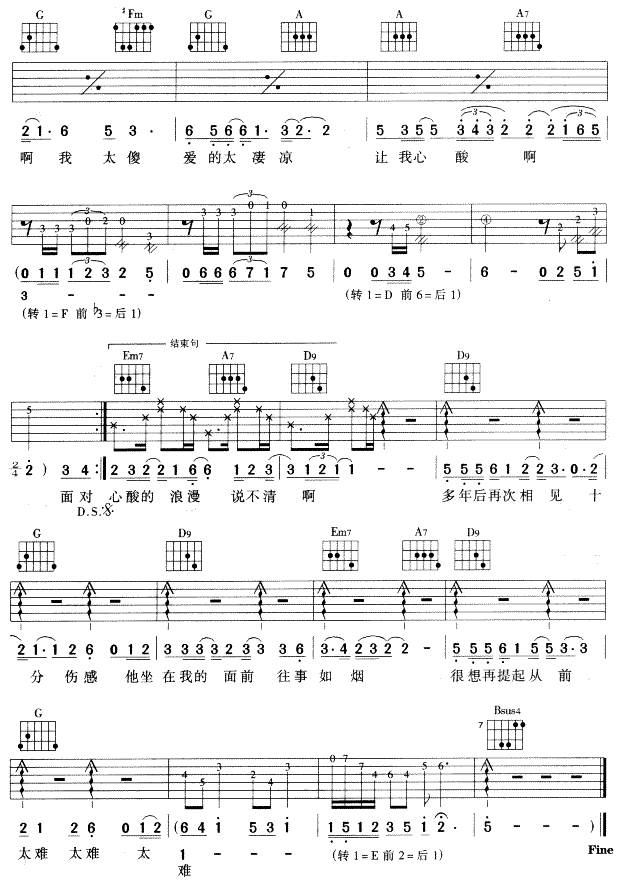 心酸的浪漫吉他谱 