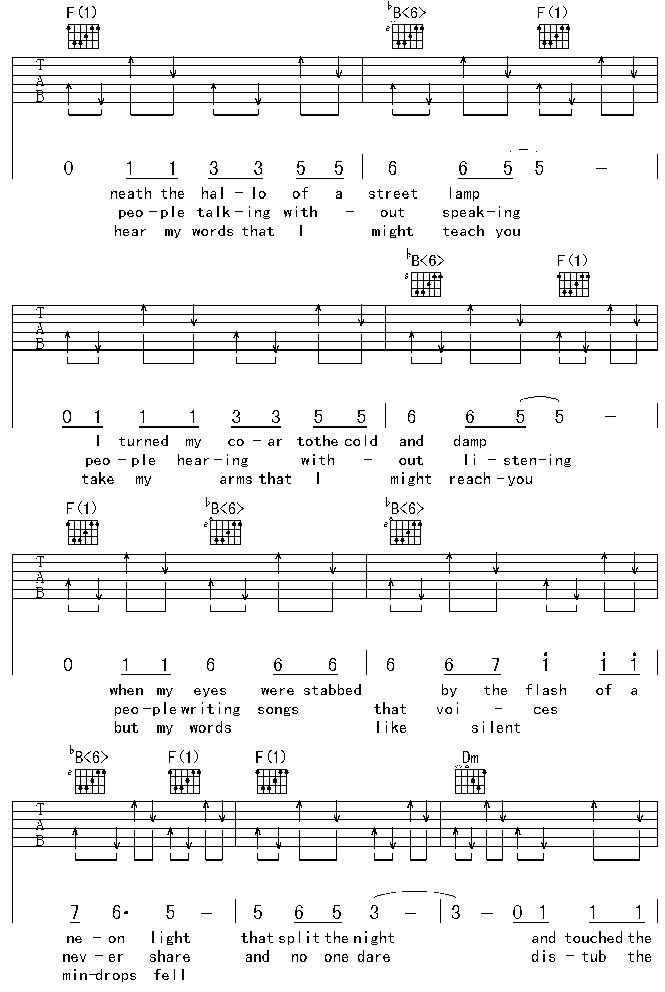 the sound of silence吉他谱