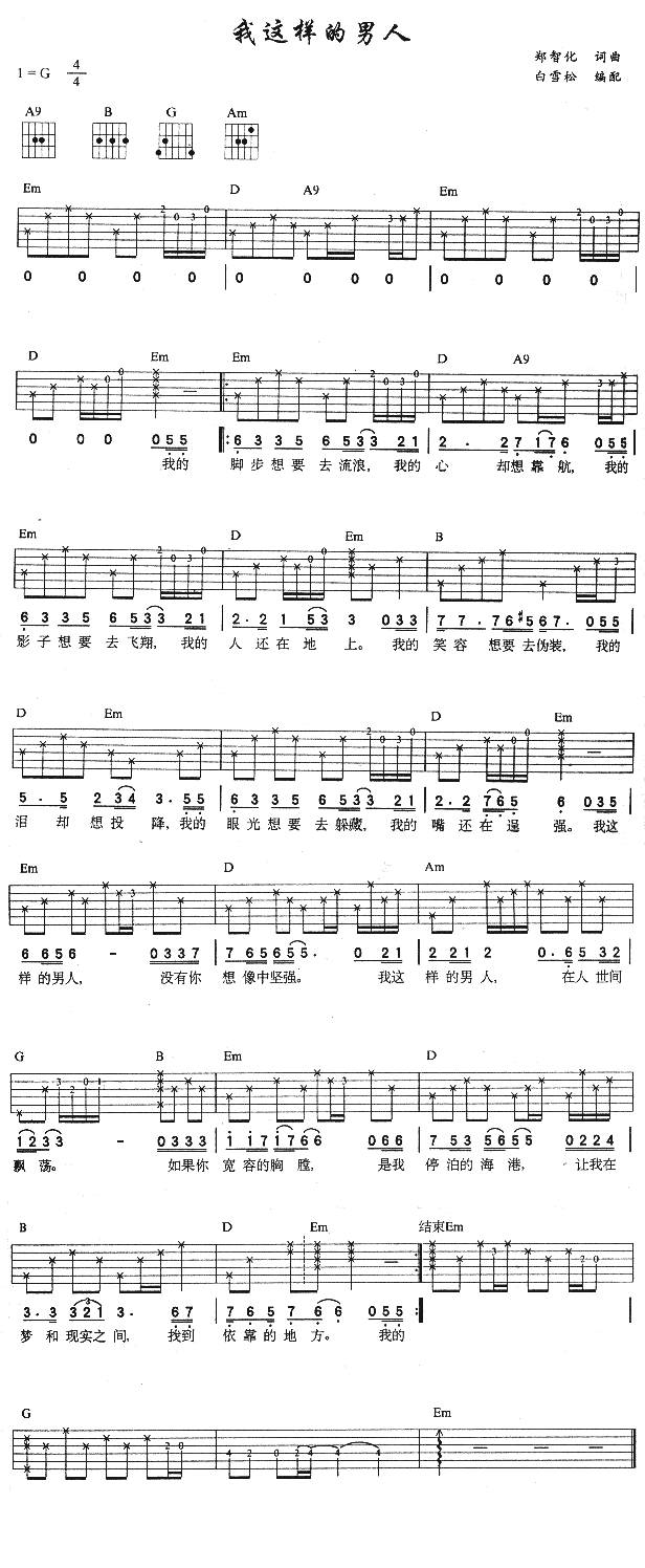 我这样的男人吉他谱 