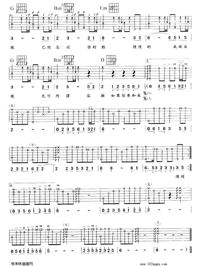 翅膀（伍佰）吉他谱 